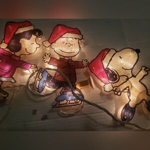 Peanuts Snoopy Lighted Skating Charlie Brown Christmas Garden Fence Yard Lights